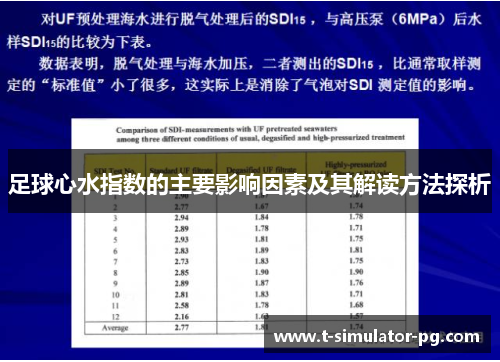 足球心水指数的主要影响因素及其解读方法探析